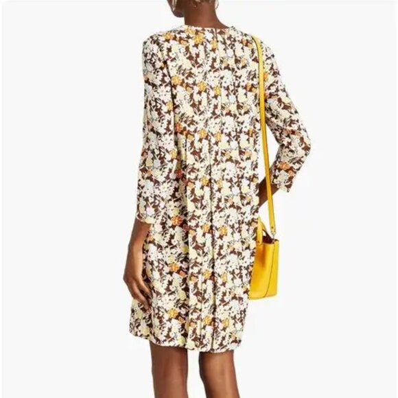 Tory Burch Challis Silk & Wool Floral Shift Dress in Reverie - Picture 2 of 8